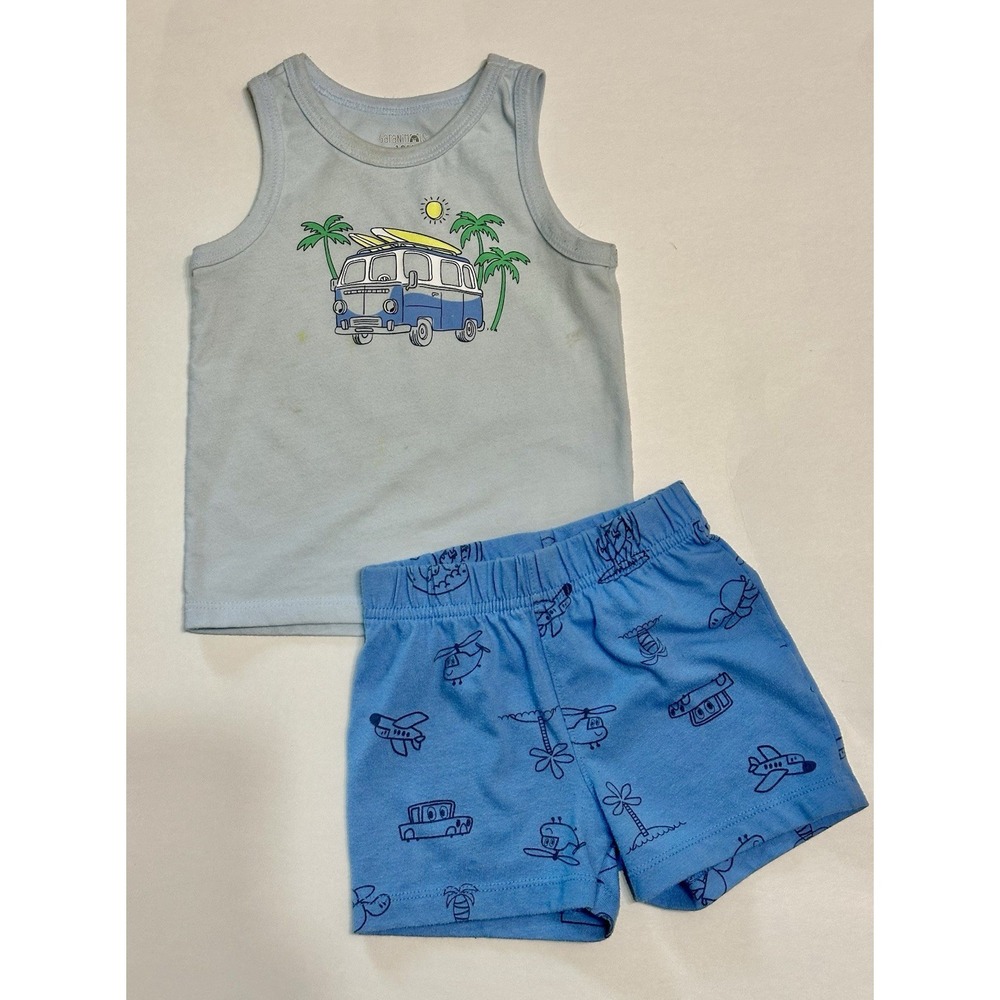 Garanimals Baby Boy 18M 2-Piece Set Surf Van Tank Top & Printed Shorts Outfit